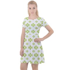 Bright Leaves Motif Print Pattern Design Cap Sleeve Velour Dress  by dflcprintsclothing