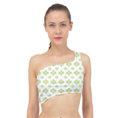 Bright Leaves Motif Print Pattern Design Spliced Up Bikini Top  by dflcprintsclothing