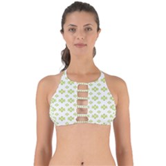 Bright Leaves Motif Print Pattern Design Perfectly Cut Out Bikini Top by dflcprintsclothing