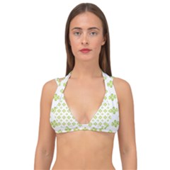 Bright Leaves Motif Print Pattern Design Double Strap Halter Bikini Top by dflcprintsclothing