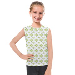 Bright Leaves Motif Print Pattern Design Kids  Mesh Tank Top