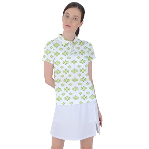 Bright Leaves Motif Print Pattern Design Women s Polo Tee by dflcprintsclothing