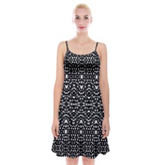 Ethnic Black And White Geometric Print Spaghetti Strap Velvet Dress by dflcprintsclothing