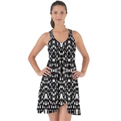 Ethnic Black And White Geometric Print Show Some Back Chiffon Dress by dflcprintsclothing