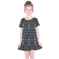 Ethnic Black And White Geometric Print Kids  Simple Cotton Dress by dflcprintsclothing