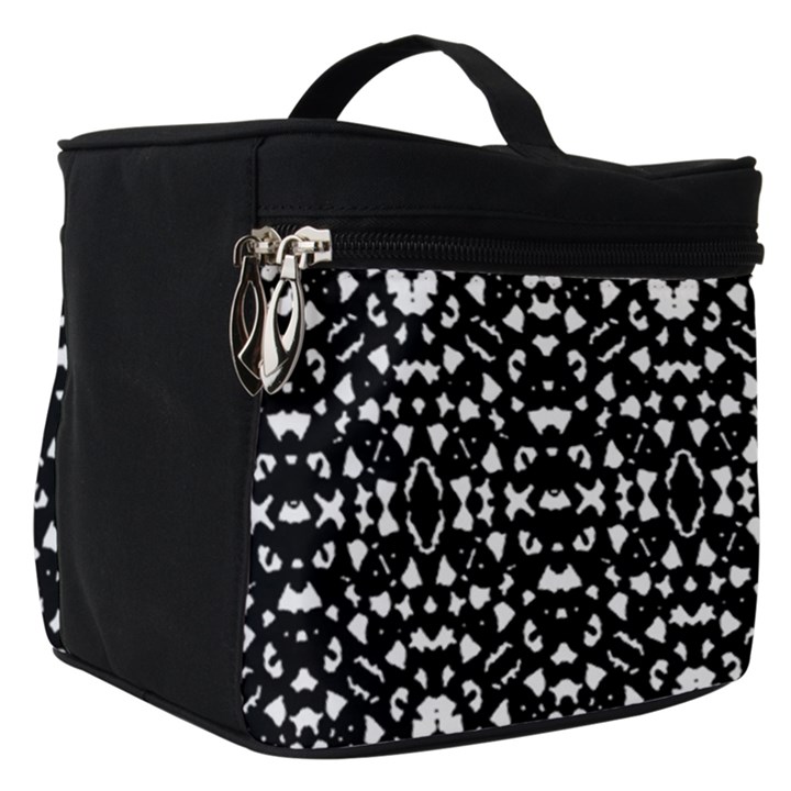 Ethnic Black And White Geometric Print Make Up Travel Bag (Small)