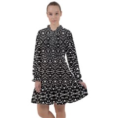 Ethnic Black And White Geometric Print All Frills Chiffon Dress by dflcprintsclothing