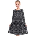 Ethnic Black And White Geometric Print Kids  Midi Sailor Dress View1