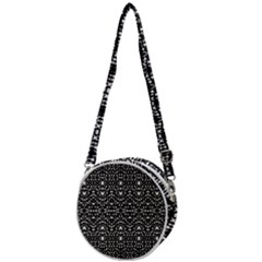 Ethnic Black And White Geometric Print Crossbody Circle Bag by dflcprintsclothing