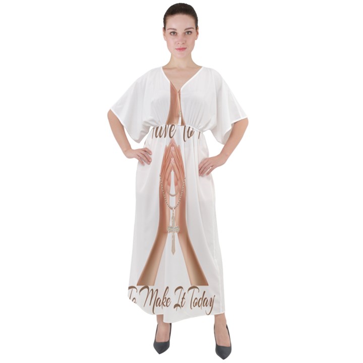 Panther World Limited Edition Prayer  V-Neck Boho Style Maxi Dress