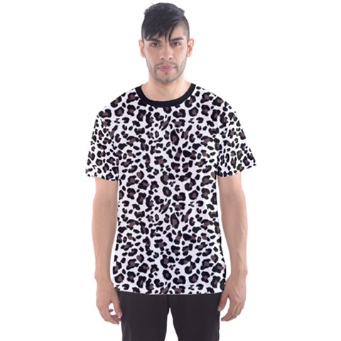 Leopard Spots, White, Brown Black, Animal Fur Print Men s Sport Mesh Tee by Casemiro