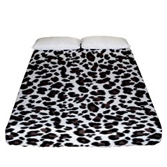 Leopard Spots, White, Brown Black, Animal Fur Print Fitted Sheet (queen Size) by Casemiro