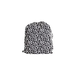 Leopard Spots, White, Brown Black, Animal Fur Print Drawstring Pouch (xs) by Casemiro