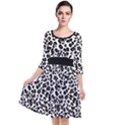 Leopard spots, white, brown black, animal fur print Quarter Sleeve Waist Band Dress View1