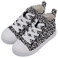 Leopard Spots, White, Brown Black, Animal Fur Print Kids  Mid-top Canvas Sneakers by Casemiro