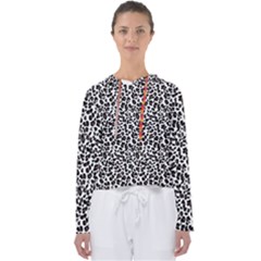 Leopard Spots, White, Brown Black, Animal Fur Print Women s Slouchy Sweat