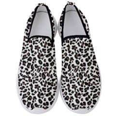 Leopard Spots, White, Brown Black, Animal Fur Print Men s Slip On Sneakers by Casemiro