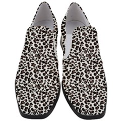 Leopard Spots, White, Brown Black, Animal Fur Print Women Slip On Heel Loafers by Casemiro