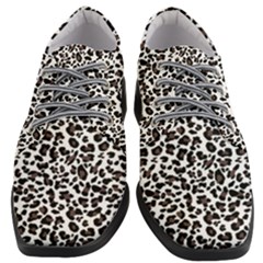 Leopard Spots, White, Brown Black, Animal Fur Print Women Heeled Oxford Shoes by Casemiro