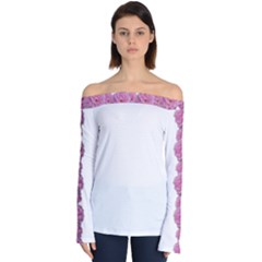 Wild Pink Flowers Off Shoulder Long Sleeve Top