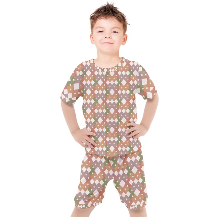 Squares And Diamonds Kids  Tee and Shorts Set