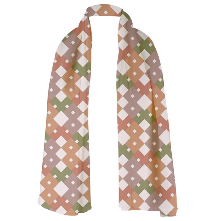 Squares And Diamonds Long Sheer Chiffon Scarf 