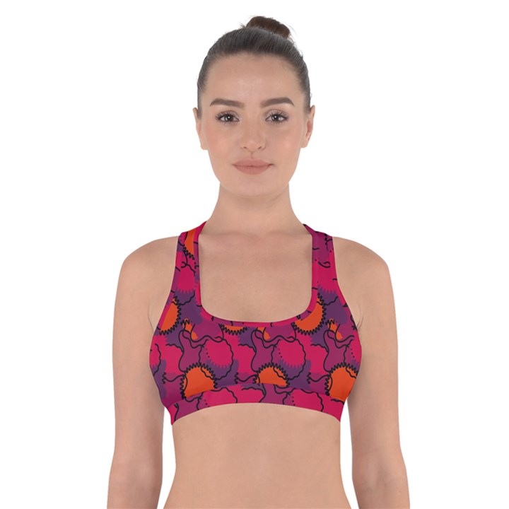 Abstract Camo Cross Back Sports Bra