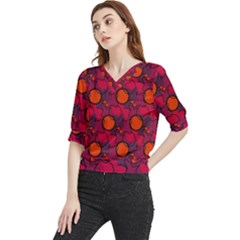 Abstract Camo Quarter Sleeve Blouse