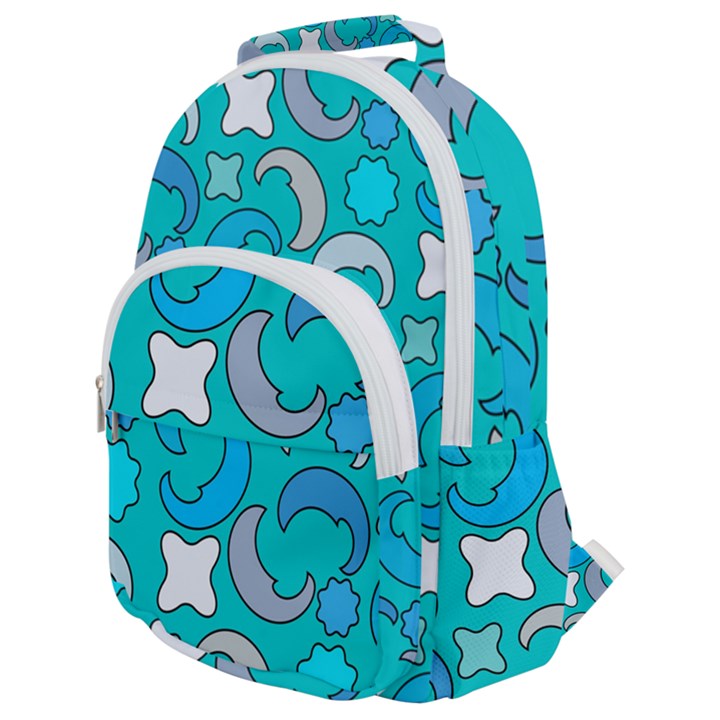 Cloudy Blue Moon Rounded Multi Pocket Backpack