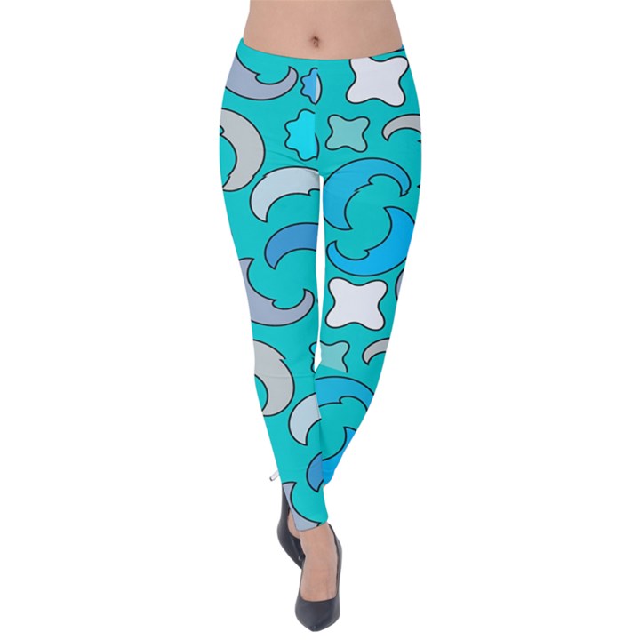 Cloudy Blue Moon Velvet Leggings