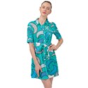 Cloudy Blue Moon Belted Shirt Dress View1