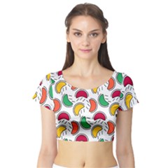 Geometric Fruity Short Sleeve Crop Top by tmsartbazaar