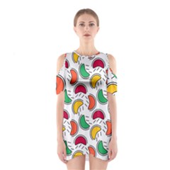 Geometric Fruity Shoulder Cutout One Piece Dress