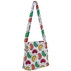 Geometric Fruity Zipper Messenger Bag by tmsartbazaar