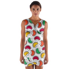 Geometric Fruity Wrap Front Bodycon Dress by tmsartbazaar