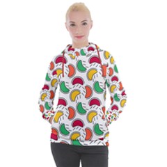 Geometric Fruity Women s Hooded Pullover by tmsartbazaar