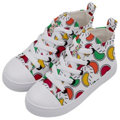 Geometric Fruity Kids  Mid-top Canvas Sneakers by tmsartbazaar