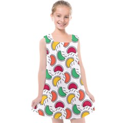 Geometric Fruity Kids  Cross Back Dress by tmsartbazaar