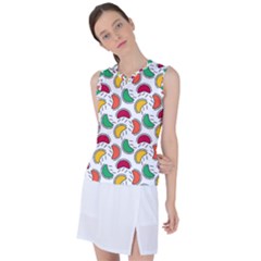 Geometric Fruity Women s Sleeveless Sports Top