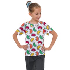 Geometric Fruity Kids  Mesh Piece Tee