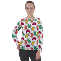 Geometric Fruity Women s Long Sleeve Raglan Tee