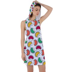 Geometric Fruity Racer Back Hoodie Dress