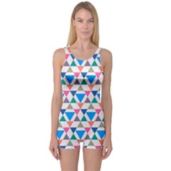 Multicolor Triangle One Piece Boyleg Swimsuit by tmsartbazaar