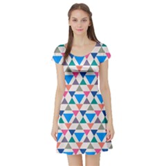 Multicolor Triangle Short Sleeve Skater Dress by tmsartbazaar