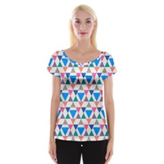 Multicolor Triangle Cap Sleeve Top by tmsartbazaar