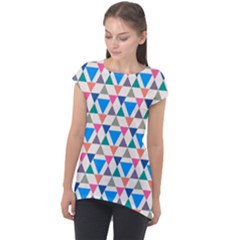 Multicolor Triangle Cap Sleeve High Low Top by tmsartbazaar