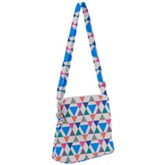 Multicolor Triangle Zipper Messenger Bag by tmsartbazaar