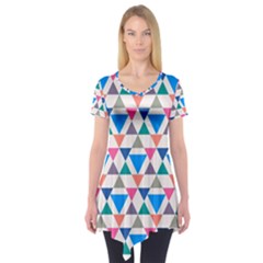 Multicolor Triangle Short Sleeve Tunic  by tmsartbazaar