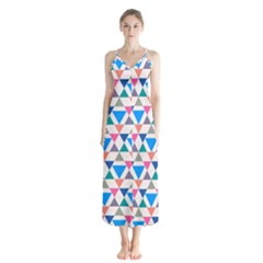 Multicolor Triangle Button Up Chiffon Maxi Dress by tmsartbazaar