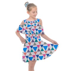 Multicolor Triangle Kids  Shoulder Cutout Chiffon Dress by tmsartbazaar